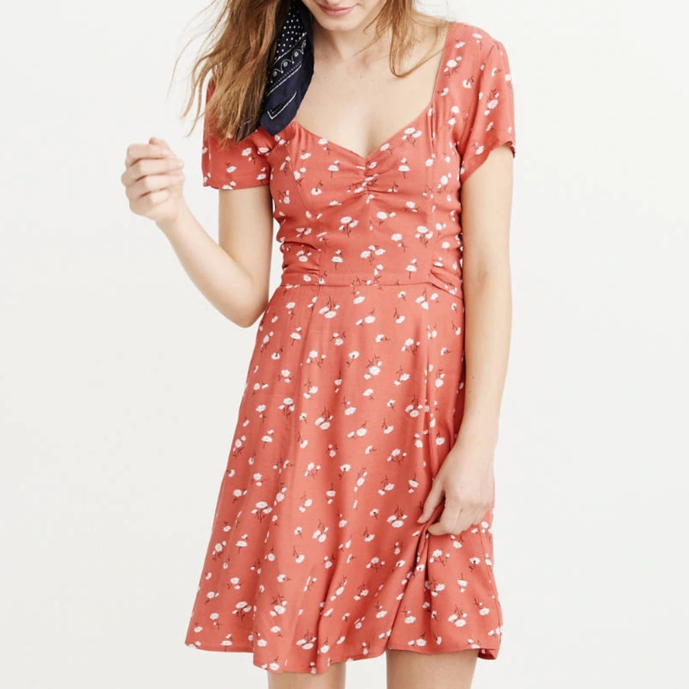 Abercrombie & Fitch Peach Coral Floral Dress